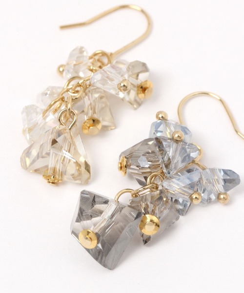 studio CLIP(スタディオクリップ)の「ガラスゆらゆらピアス(ピアス(両耳用)・レディース・グレー/ホワイト・FREE)」の3枚目の写真