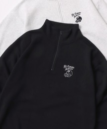 Lazar 別注 Ball/Dice/Globe/Couple/Heart Half Zip Sweat/オーバーサイズ 裏起毛 ワンポイント刺繍 ハーフジップ スウェット トレーナー/長袖 トップス プルオーバー/レディース メンズ