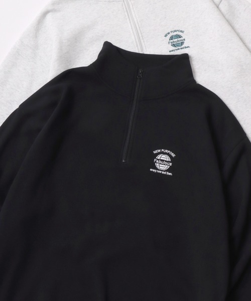 Lazar（ラザル）の「Lazar 別注 Ball/Dice/Globe/Couple/Heart Half Zip Sweat/オーバーサイズ 裏起毛 ワンポイント刺繍 ハーフジップ スウェット トレーナー/長袖 トップス プルオーバー/レディース メンズ（スウェット・メンズ・グレー系その他4/ホワイト系その他4/ホワイト系その他5/ブラック系その他5/ホワイト系その他3/ブラック/アッシュグレー/ブラック系その他2/ホワイト系その他/ブラック系その他4/ブラック系その他/グレー系その他2/グレー系その他/ホワイト/グレー系その他3/ホワイト系その他2/グレー系その他5/ブラック系その他3/ホワイト系その他6/ホワイト系その他7/グレー系その他6/グレー系その他7/ブラック系その他6/ブラック系その他7/ブラック系/グレー系/ホワイト系・LL/L/M）」の12枚目の写真