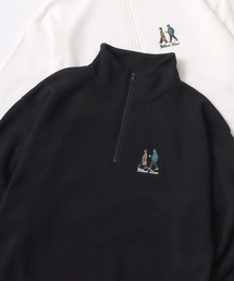 Lazar 別注 Ball/Dice/Globe/Couple/Heart Half Zip Sweat/オーバーサイズ 裏起毛 ワンポイント刺繍 ハーフジップ スウェット トレーナー/長袖 トップス プルオーバー/レディース メンズ