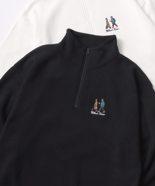 Lazar（ラザル）の「Lazar 別注 Ball/Dice/Globe/Couple/Heart Half Zip Sweat/オーバーサイズ 裏起毛 ワンポイント刺繍 ハーフジップ スウェット トレーナー/長袖 トップス プルオーバー/レディース メンズ（スウェット・メンズ・グレー系その他4/ホワイト系その他4/ホワイト系その他5/ブラック系その他5/ホワイト系その他3/ブラック/アッシュグレー/ブラック系その他2/ホワイト系その他/ブラック系その他4/ブラック系その他/グレー系その他2/グレー系その他/ホワイト/グレー系その他3/ホワイト系その他2/グレー系その他5/ブラック系その他3/ホワイト系その他6/ホワイト系その他7/グレー系その他6/グレー系その他7/ブラック系その他6/ブラック系その他7/ブラック系/グレー系/ホワイト系・LL/L/M）」の14枚目の写真