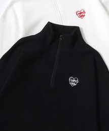 Lazar 別注 Ball/Dice/Globe/Couple/Heart Half Zip Sweat/オーバーサイズ 裏起毛 ワンポイント刺繍 ハーフジップ スウェット トレーナー/長袖 トップス プルオーバー/レディース メンズ