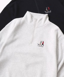 Lazar 別注 Ball/Dice/Globe/Couple/Heart Half Zip Sweat/オーバーサイズ 裏起毛 ワンポイント刺繍 ハーフジップ スウェット トレーナー/長袖 トップス プルオーバー/レディース メンズ