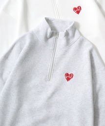 Lazar 別注 Ball/Dice/Globe/Couple/Heart Half Zip Sweat/オーバーサイズ 裏起毛 ワンポイント刺繍 ハーフジップ スウェット トレーナー/長袖 トップス プルオーバー/レディース メンズ
