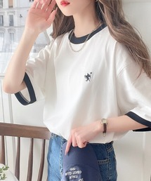 《Javaジャバコラボ》大人の上質Tシャツ。オーガニックコットンリンガー刺繍Tシャツ