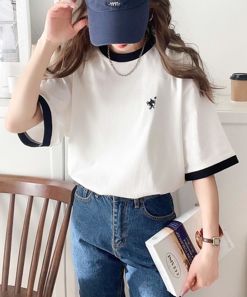 Java(ジャバ)の「《Javaジャバコラボ》大人の上質Tシャツ。オーガニックコットンリンガー刺繍Tシャツ(Tシャツ/カットソー・レディース・オートミール/ベージュ/杢グレー/ホワイト・SMALL/MEDIUM/LARGE/X-LARGE)」の18枚目の写真