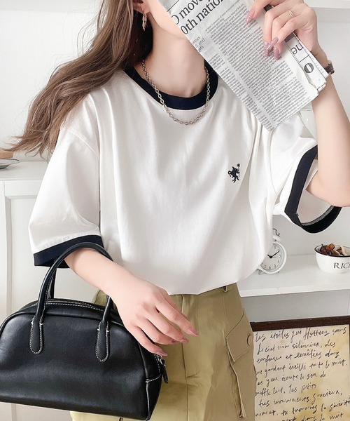 Java(ジャバ)の「《Javaジャバコラボ》大人の上質Tシャツ。オーガニックコットンリンガー刺繍Tシャツ(Tシャツ/カットソー・レディース・オートミール/ベージュ/杢グレー/ホワイト・SMALL/MEDIUM/LARGE/X-LARGE)」の14枚目の写真