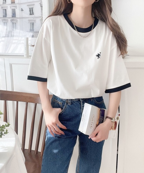 Java(ジャバ)の「《Javaジャバコラボ》大人の上質Tシャツ。オーガニックコットンリンガー刺繍Tシャツ(Tシャツ/カットソー・レディース・オートミール/ベージュ/杢グレー/ホワイト・SMALL/MEDIUM/LARGE/X-LARGE)」の22枚目の写真
