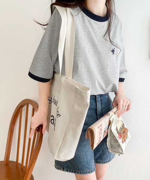 Java(ジャバ)の「《Javaジャバコラボ》大人の上質Tシャツ。オーガニックコットンリンガー刺繍Tシャツ(Tシャツ/カットソー・レディース・オートミール/ベージュ/杢グレー/ホワイト・SMALL/MEDIUM/LARGE/X-LARGE)」の12枚目の写真