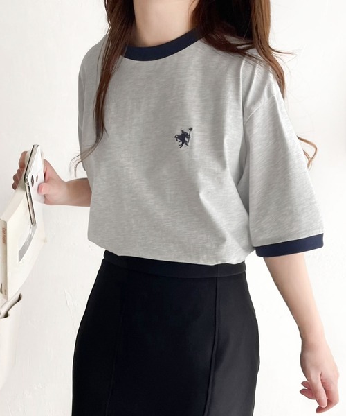 Java(ジャバ)の「《Javaジャバコラボ》大人の上質Tシャツ。オーガニックコットンリンガー刺繍Tシャツ(Tシャツ/カットソー・レディース・オートミール/ベージュ/杢グレー/ホワイト・SMALL/MEDIUM/LARGE/X-LARGE)」の10枚目の写真