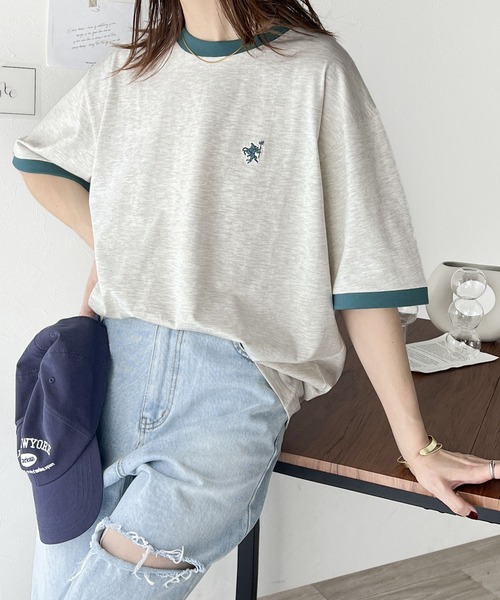 Java(ジャバ)の「《Javaジャバコラボ》大人の上質Tシャツ。オーガニックコットンリンガー刺繍Tシャツ(Tシャツ/カットソー・レディース・オートミール/ベージュ/杢グレー/ホワイト・SMALL/MEDIUM/LARGE/X-LARGE)」の21枚目の写真