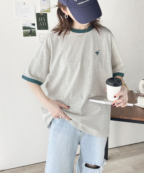 Java(ジャバ)の「《Javaジャバコラボ》大人の上質Tシャツ。オーガニックコットンリンガー刺繍Tシャツ(Tシャツ/カットソー・レディース・オートミール/ベージュ/杢グレー/ホワイト・SMALL/MEDIUM/LARGE/X-LARGE)」の13枚目の写真