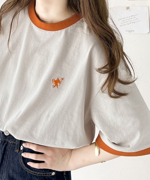 Java(ジャバ)の「《Javaジャバコラボ》大人の上質Tシャツ。オーガニックコットンリンガー刺繍Tシャツ(Tシャツ/カットソー・レディース・オートミール/ベージュ/杢グレー/ホワイト・SMALL/MEDIUM/LARGE/X-LARGE)」の16枚目の写真