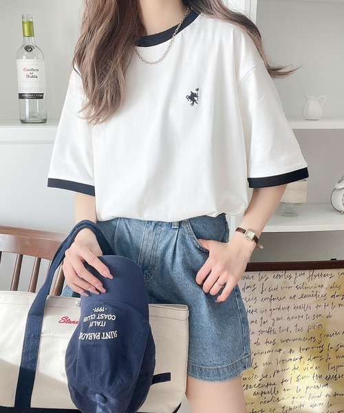 Java(ジャバ)の「《Javaジャバコラボ》大人の上質Tシャツ。オーガニックコットンリンガー刺繍Tシャツ(Tシャツ/カットソー・レディース・オートミール/ベージュ/杢グレー/ホワイト・SMALL/MEDIUM/LARGE/X-LARGE)」の9枚目の写真