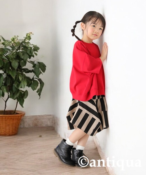 antiqua（アンティカ）の「ストライプ柄パネルスカート（スカート・キッズ・ブラック・120/130/140/150/160）」の21枚目の写真