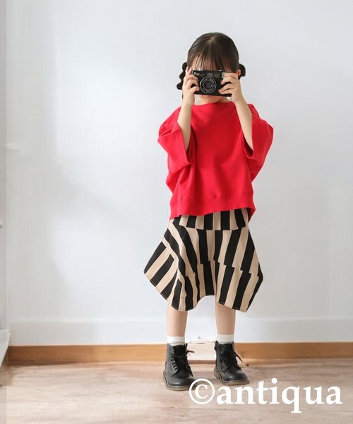 antiqua（アンティカ）の「ストライプ柄パネルスカート（スカート・キッズ・ブラック・120/130/140/150/160）」の20枚目の写真