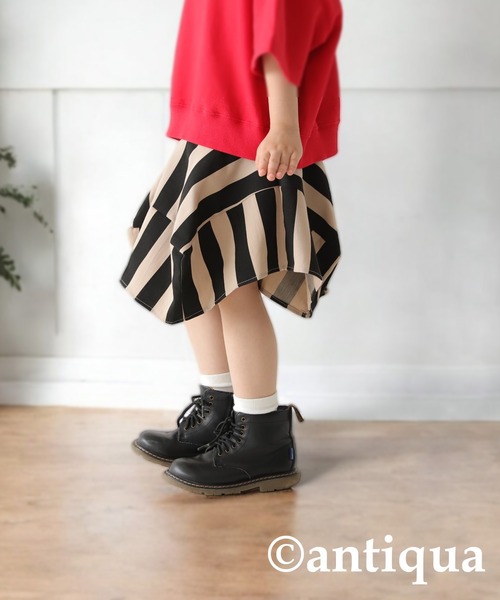 antiqua（アンティカ）の「ストライプ柄パネルスカート（スカート・キッズ・ブラック・120/130/140/150/160）」の19枚目の写真