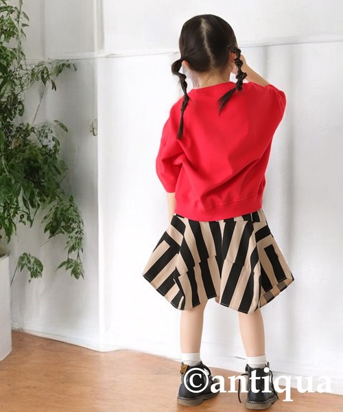antiqua（アンティカ）の「ストライプ柄パネルスカート（スカート・キッズ・ブラック・120/130/140/150/160）」の18枚目の写真