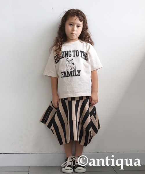 antiqua（アンティカ）の「ストライプ柄パネルスカート（スカート・キッズ・ブラック・120/130/140/150/160）」の11枚目の写真