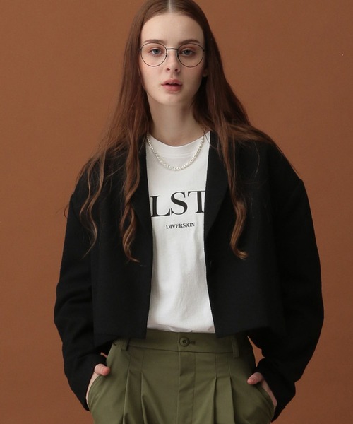 saloon（サルーン）の「SALOON(サルーン)/ネップツイード短丈ジャケット（テーラードジャケット・レディース・ブラック/ブラウン・FREE）」の4枚目の写真