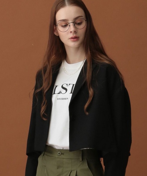 saloon（サルーン）の「SALOON(サルーン)/ネップツイード短丈ジャケット（テーラードジャケット・レディース・ブラック/ブラウン・FREE）」の3枚目の写真