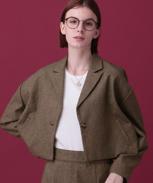 saloon（サルーン）の「SALOON(サルーン)/ネップツイード短丈ジャケット（テーラードジャケット・レディース・ブラック/ブラウン・FREE）」の7枚目の写真