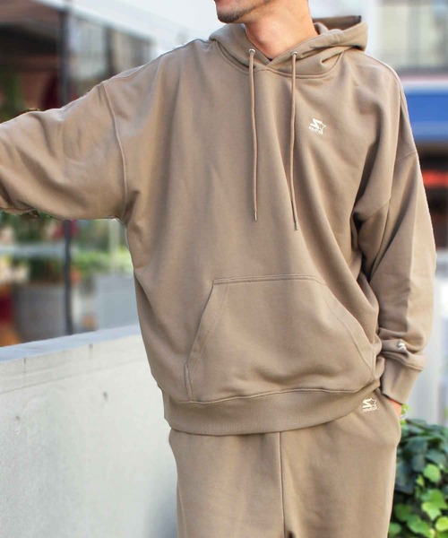 STARTER（スターター）の「【STARTER】スターター 裏毛長袖 プルパーカー 1634093【セットアップ対応】（パーカー・メンズ・カーキ/ライトグレー/ラベンダー/ネイビー/モカ/クリーム/ブラック/ヘザーグレー・XXL/L/XL/S/M）」の4枚目の写真