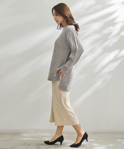 Arnold Palmer（アーノルドパーマー）の「パッチワーク ケーブルニット プルオーバー（ニット/セーター・レディース・ピンク/ライトベージュ/チャコールグレー・L/S/M）」の8枚目の写真