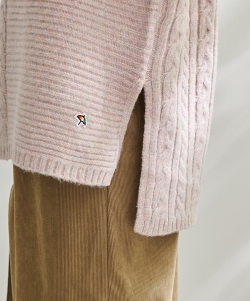 Arnold Palmer（アーノルドパーマー）の「パッチワーク ケーブルニット プルオーバー（ニット/セーター・レディース・ピンク/ライトベージュ/チャコールグレー・L/S/M）」の6枚目の写真
