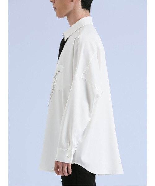 semantic design（セマンティックデザイン）の「【ストレッチ】セマンティックデザイン×PSYCHONATION タイ付きチェーン 長袖シャツ（シャツ/ブラウス・メンズ・ブラック/ホワイト/ホワイト×ブラック・MEDIUM/LARGE）」の8枚目の写真