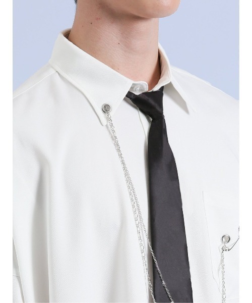 semantic design（セマンティックデザイン）の「【ストレッチ】セマンティックデザイン×PSYCHONATION タイ付きチェーン 長袖シャツ（シャツ/ブラウス・メンズ・ブラック/ホワイト/ホワイト×ブラック・MEDIUM/LARGE）」の10枚目の写真