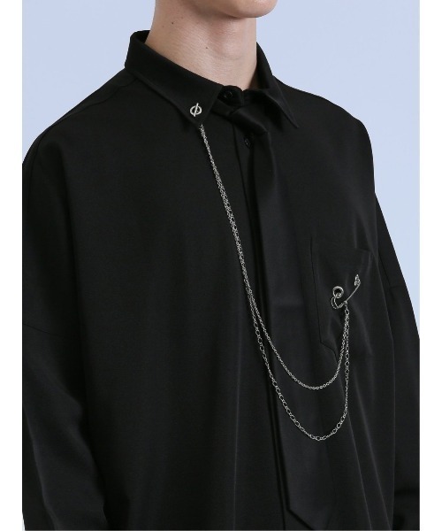 semantic design（セマンティックデザイン）の「【ストレッチ】セマンティックデザイン×PSYCHONATION タイ付きチェーン 長袖シャツ（シャツ/ブラウス・メンズ・ブラック/ホワイト/ホワイト×ブラック・MEDIUM/LARGE）」の20枚目の写真