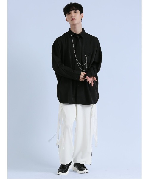 semantic design（セマンティックデザイン）の「【ストレッチ】セマンティックデザイン×PSYCHONATION タイ付きチェーン 長袖シャツ（シャツ/ブラウス・メンズ・ブラック/ホワイト/ホワイト×ブラック・MEDIUM/LARGE）」の22枚目の写真