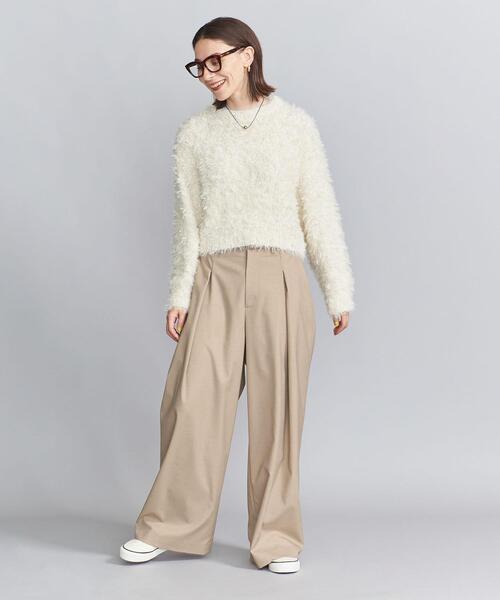 BEAUTY&amp;YOUTH UNITEDARROWS(ビューティアンドユース ユナイテッドアローズ) 長袖セーター レディース - 白×ライトパープル ビューティー＆ユース ユナイテッドアローズ（パープル）の商品