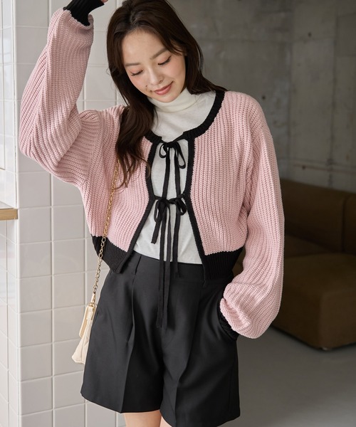 WEGO(ウィゴー)の「WEGO/リボン2WAYカーデ(カーディガン/ボレロ・レディース・ホワイト/サックスブルー/ブルー/アイボリー/ブラック/ピンク/ブラック系その他5/イエロー/グリーン/その他1/ブラック系その他・FREE)」の11枚目の写真