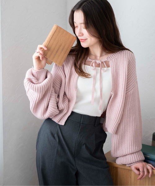 WEGO(ウィゴー)の「WEGO/リボン2WAYカーデ(カーディガン/ボレロ・レディース・ホワイト/サックスブルー/ブルー/アイボリー/ブラック/ピンク/ブラック系その他5/イエロー/グリーン/その他1/ブラック系その他・FREE)」の10枚目の写真