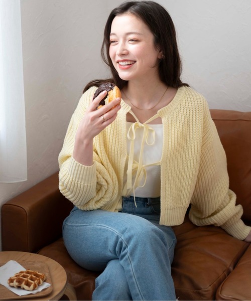 WEGO(ウィゴー)の「WEGO/リボン2WAYカーデ(カーディガン/ボレロ・レディース・ホワイト/サックスブルー/ブルー/アイボリー/ブラック/ピンク/ブラック系その他5/イエロー/グリーン/その他1/ブラック系その他・FREE)」の9枚目の写真