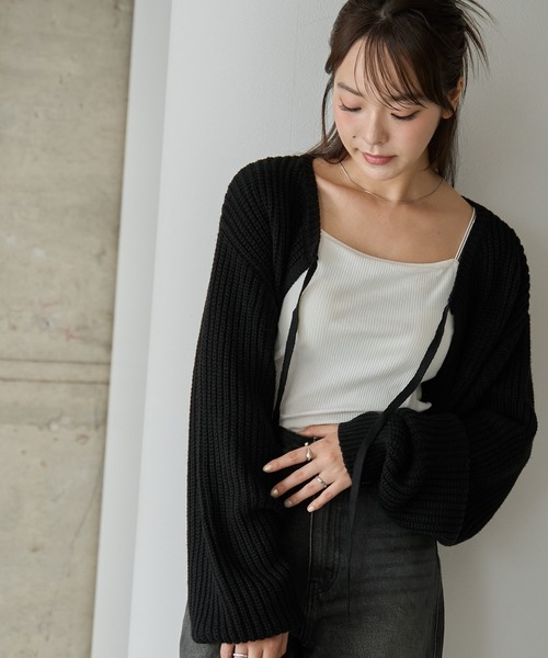 WEGO(ウィゴー)の「WEGO/リボン2WAYカーデ(カーディガン/ボレロ・レディース・ホワイト/サックスブルー/ブルー/アイボリー/ブラック/ピンク/ブラック系その他5/イエロー/グリーン/その他1/ブラック系その他・FREE)」の1枚目の写真