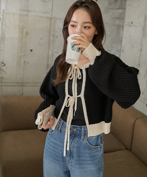 WEGO(ウィゴー)の「WEGO/リボン2WAYカーデ(カーディガン/ボレロ・レディース・ホワイト/サックスブルー/ブルー/アイボリー/ブラック/ピンク/ブラック系その他5/イエロー/グリーン/その他1/ブラック系その他・FREE)」の18枚目の写真