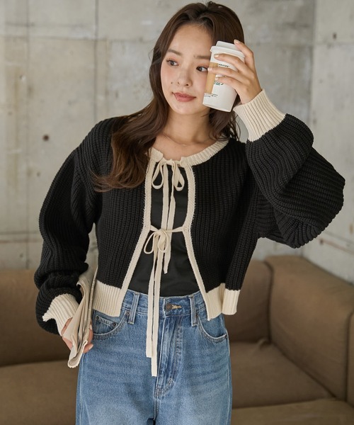 WEGO(ウィゴー)の「WEGO/リボン2WAYカーデ(カーディガン/ボレロ・レディース・ホワイト/サックスブルー/ブルー/アイボリー/ブラック/ピンク/ブラック系その他5/イエロー/グリーン/その他1/ブラック系その他・FREE)」の17枚目の写真