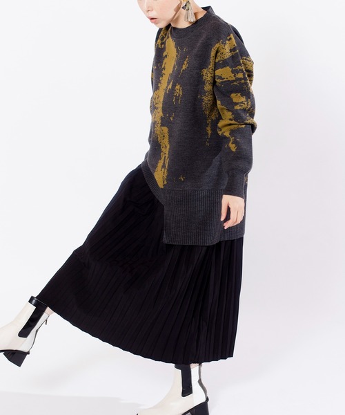 OSMOSIS（オズモーシス）の「プリーツ切替ニットワンピース（ワンピース・レディース・ライトグレー/ダークグレー/ブラック・ONE SIZE）」の12枚目の写真