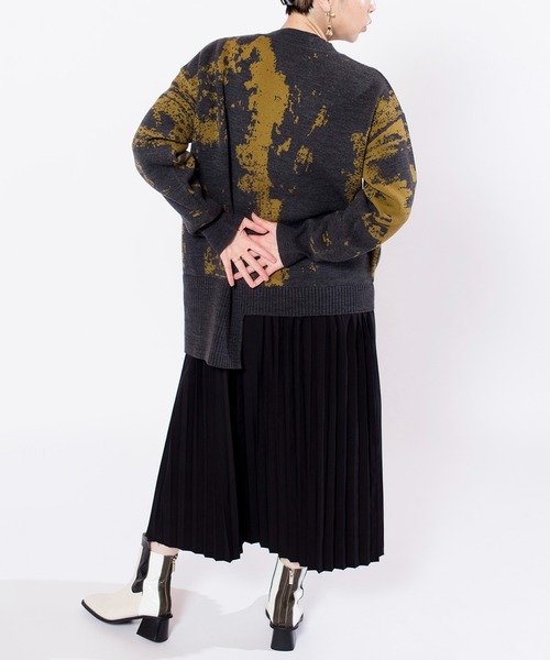 OSMOSIS（オズモーシス）の「プリーツ切替ニットワンピース（ワンピース・レディース・ライトグレー/ダークグレー/ブラック・ONE SIZE）」の13枚目の写真