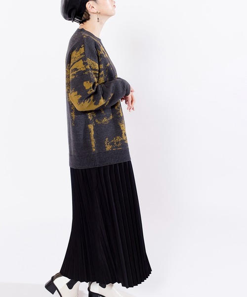 OSMOSIS（オズモーシス）の「プリーツ切替ニットワンピース（ワンピース・レディース・ライトグレー/ダークグレー/ブラック・ONE SIZE）」の14枚目の写真