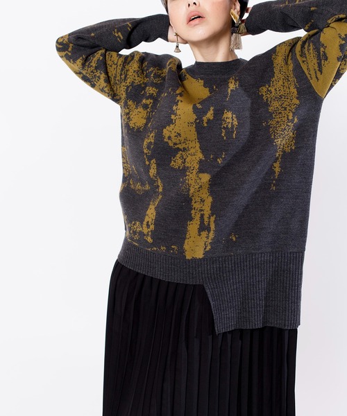 OSMOSIS（オズモーシス）の「プリーツ切替ニットワンピース（ワンピース・レディース・ライトグレー/ダークグレー/ブラック・ONE SIZE）」の16枚目の写真