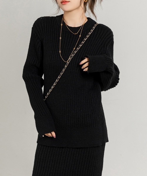 DAY CLOSET（デイ クローゼット）の「【セットアップ】 秋冬すっきりシルエット。長袖リブニットセータートップス+スカート 上下2点セット レディース（セットアップ・レディース・グレー/キナリ/ブラック・FREE）」の11枚目の写真