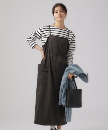 ◆【M-LL/洗える】シーズンレスで着られる ドロストキャミワンピース