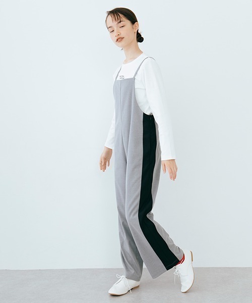 pom ponette junior（ポンポネットジュニア）の「【AMI】サイドラインサロペット（サロペット/オーバーオール・キッズ・ライトグレー/ブラック・L/M）」の9枚目の写真