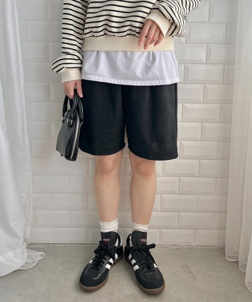 √nuage(ルートニュアージュ)の「ハート刺繍スウェットショートパンツ(スウェットパンツ・レディース・グレー/ブラック/ライトブルー・FREE)」の14枚目の写真