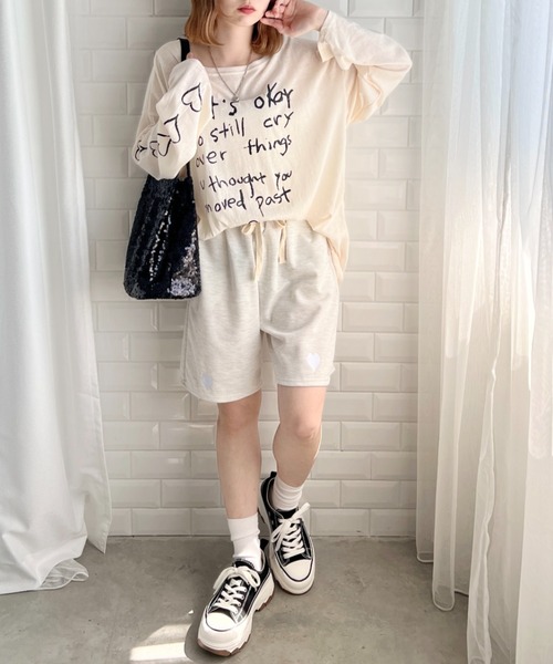 √nuage(ルートニュアージュ)の「ハート刺繍スウェットショートパンツ(スウェットパンツ・レディース・グレー/ブラック/ライトブルー・FREE)」の22枚目の写真