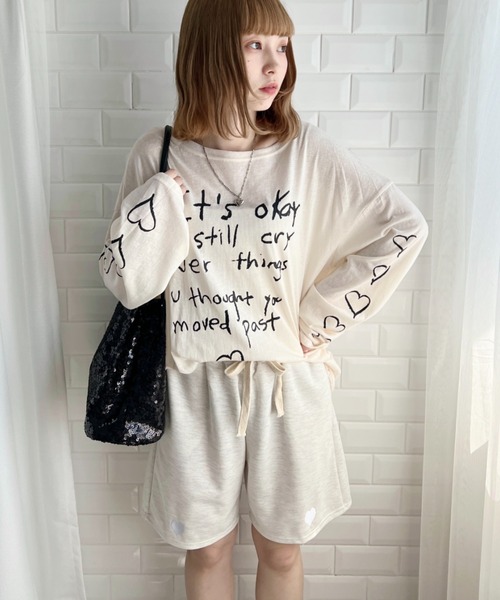 √nuage(ルートニュアージュ)の「ハート刺繍スウェットショートパンツ(スウェットパンツ・レディース・グレー/ブラック/ライトブルー・FREE)」の20枚目の写真